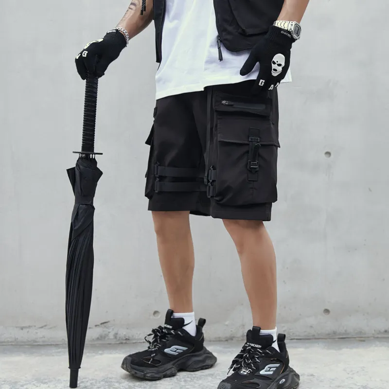 HKRXEC Cargo Shorts Unisex Black-4