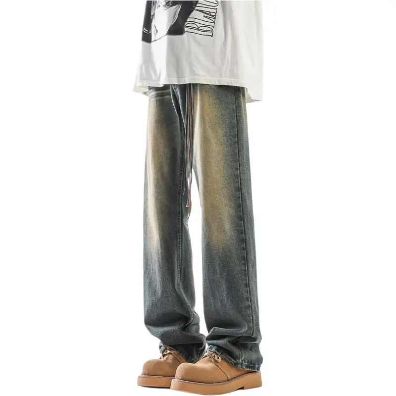 HKRXEC Jeans Men Vintage Blue-3