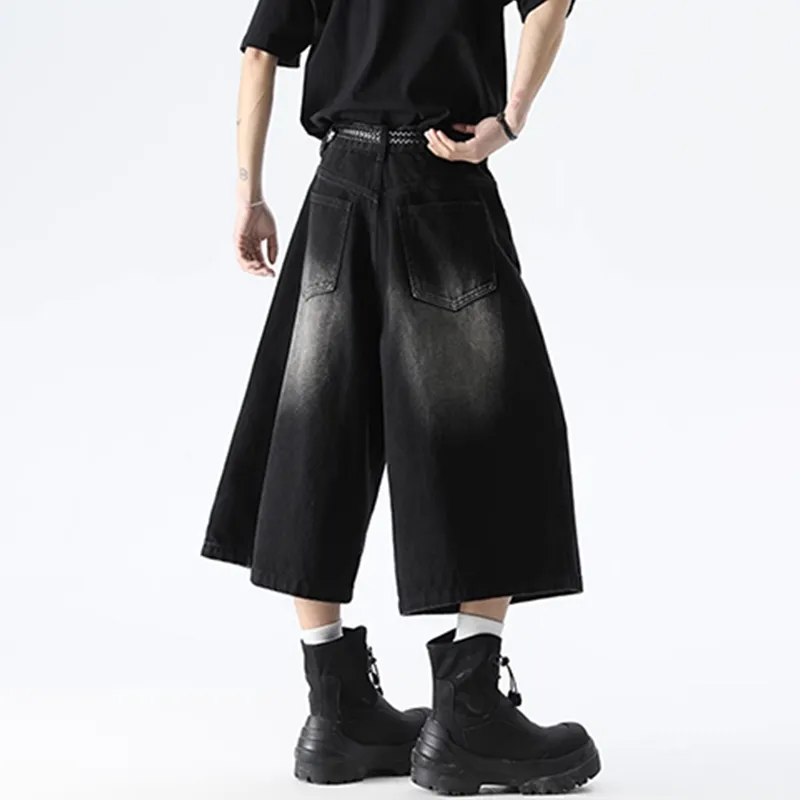 HKRXEC Denim Shorts Men Black-3