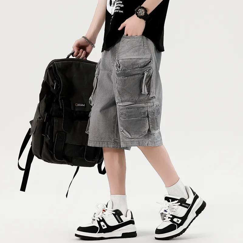 HKRXEC Cargo Shorts Men Gray-6