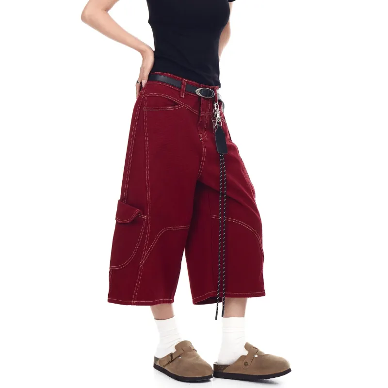 HKRXEC Cargo Shorts Men Red-5