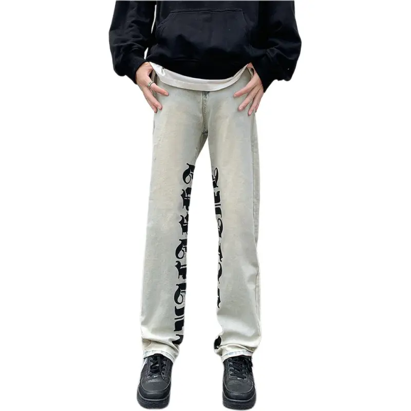HKRXEC Jeans Men Yellow Mud-1