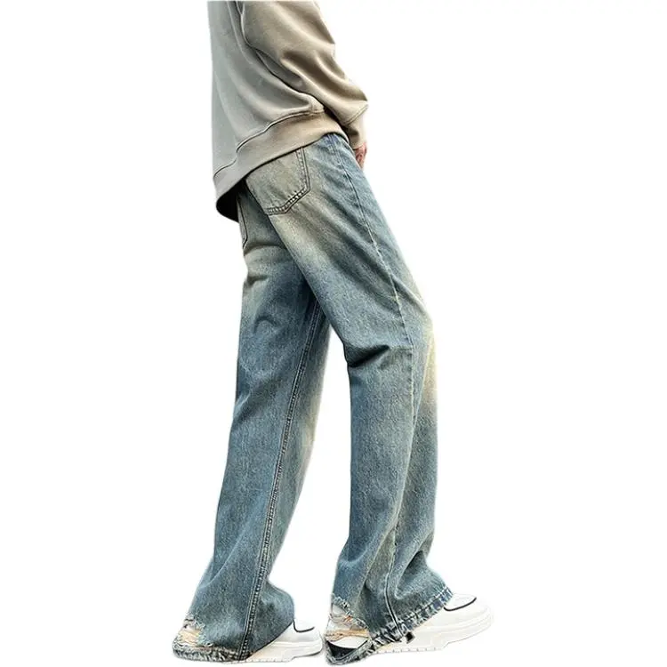 HKRXEC Jeans Men Vintage Blue-4