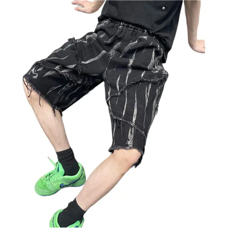 HKRXEC Denim Shorts Men Black-5