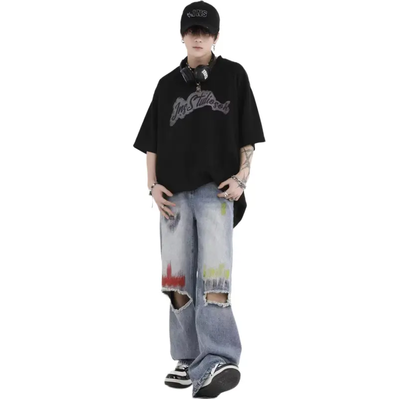 HKRXEC Jeans Men Light Blue-5