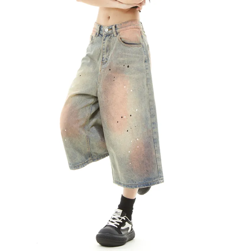 HKRXEC Denim Shorts Unisex Nostalgic Blue-5