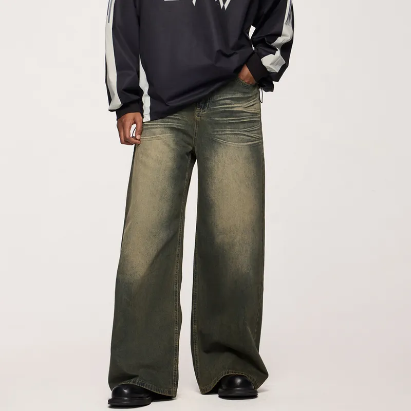 HKRXEC Jeans Unisex Vintage Green-3