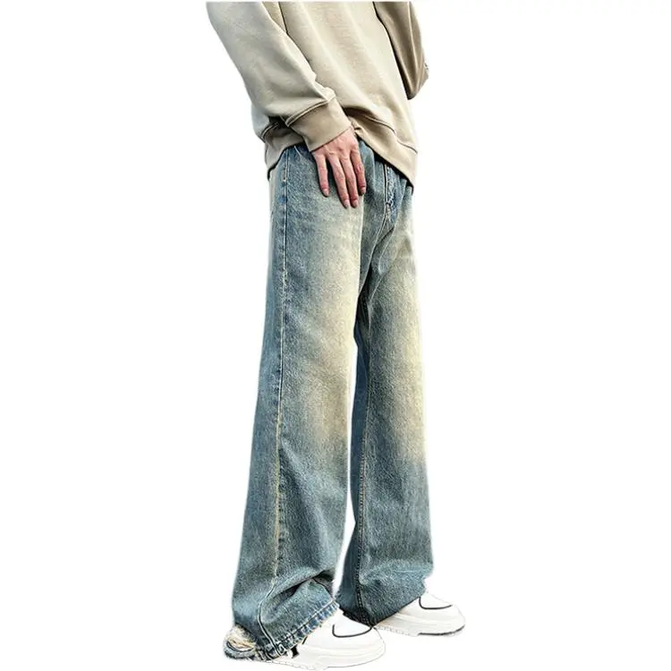 HKRXEC Jeans Men Vintage Blue-5