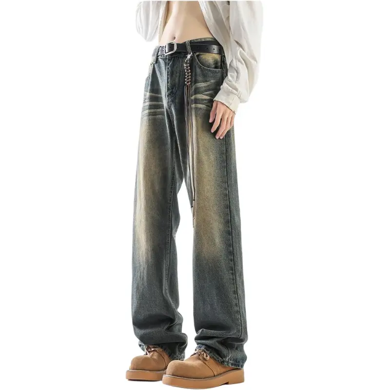 HKRXEC Jeans Men Vintage Blue-4