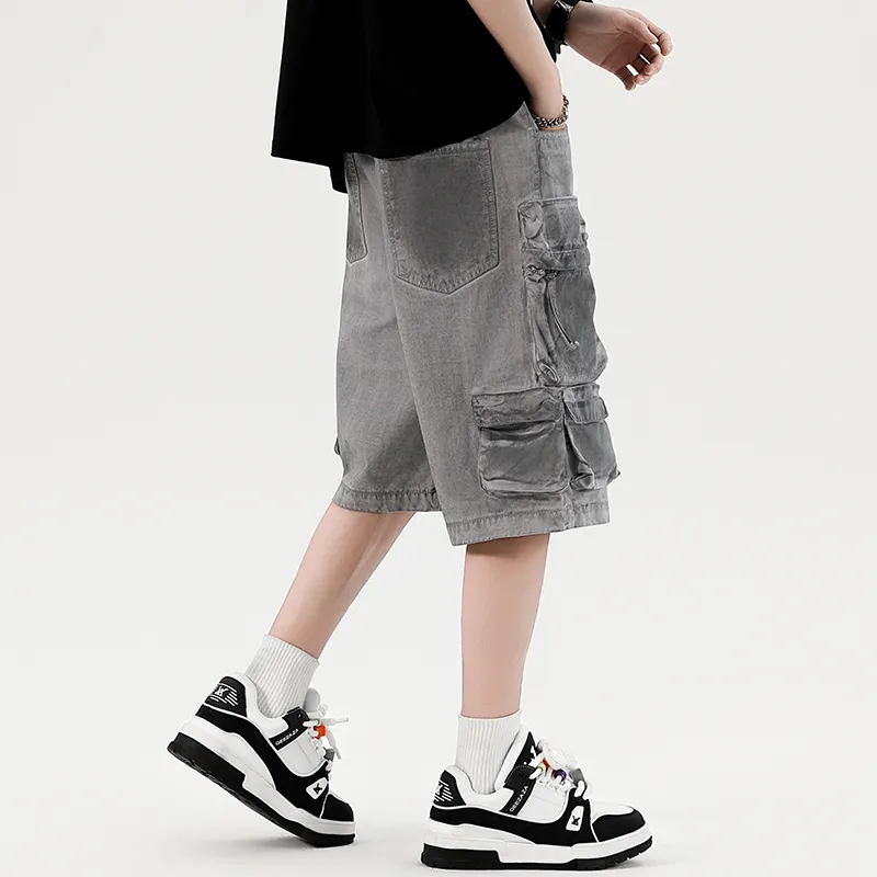 HKRXEC Cargo Shorts Men Gray-3