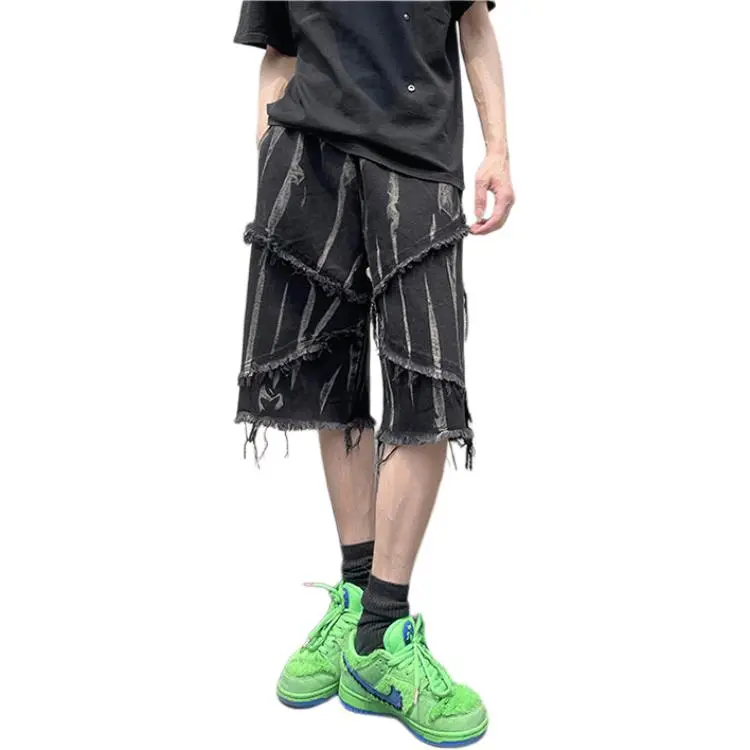 HKRXEC Denim Shorts Men Black-1