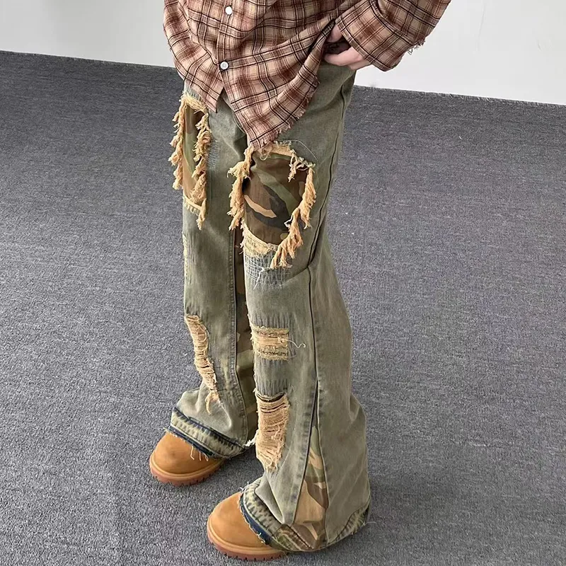 HKRXEC Jeans Men Yellow Mud-3