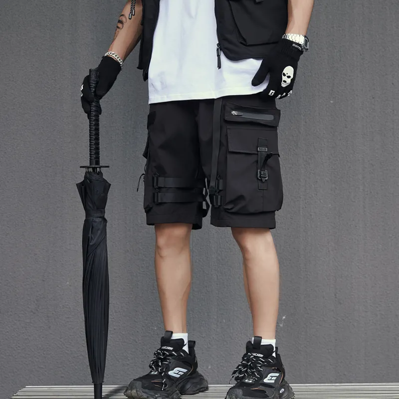 HKRXEC Cargo Shorts Unisex Black-3
