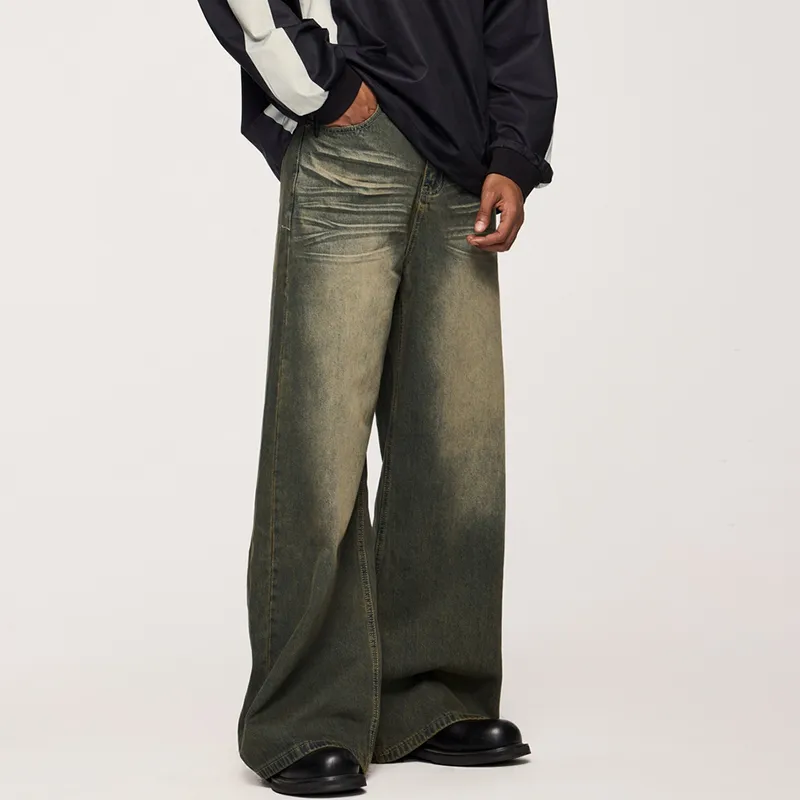 HKRXEC Jeans Unisex Vintage Green-2