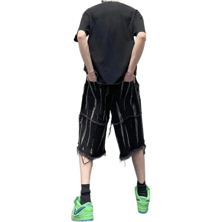 HKRXEC Denim Shorts Men Black-2