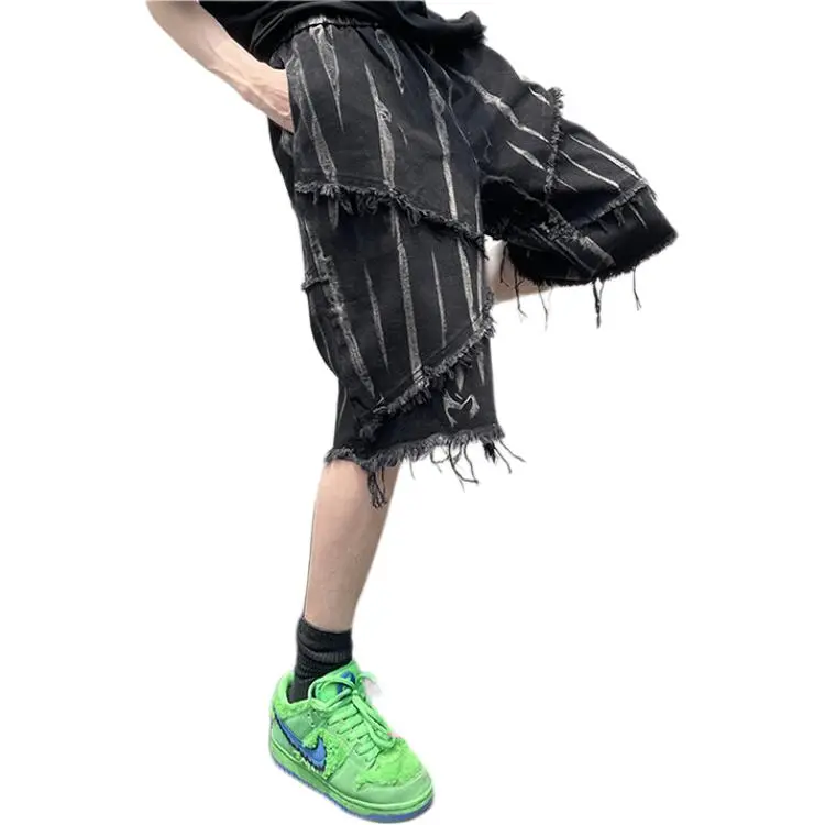 HKRXEC Denim Shorts Men Black-3