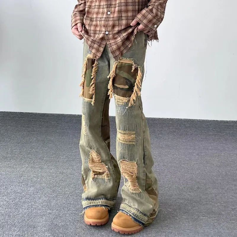 HKRXEC Jeans Men Yellow Mud-5