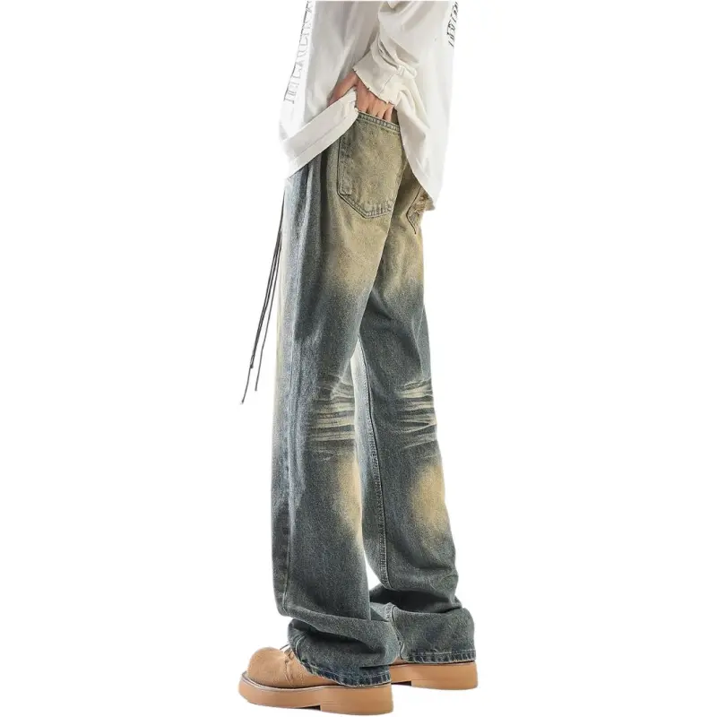 HKRXEC Jeans Men Vintage Blue-2