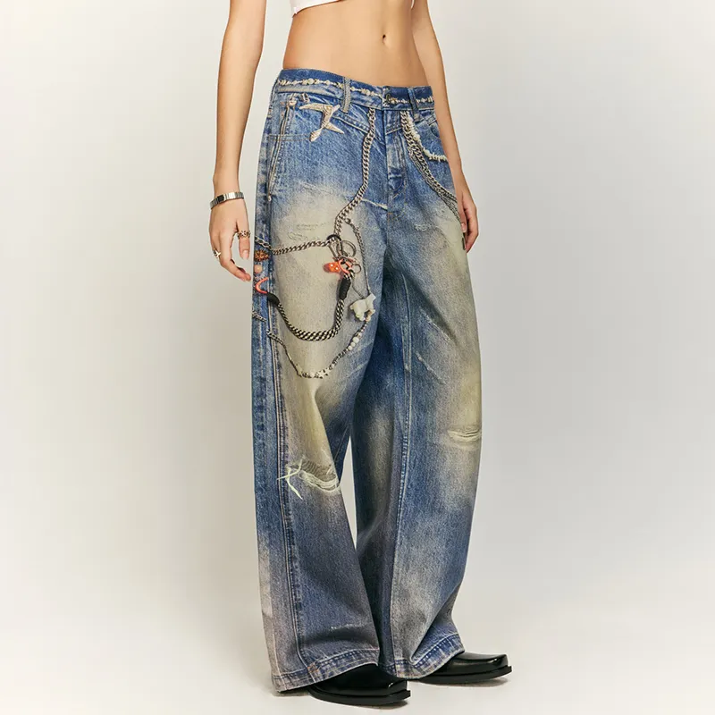 HKRXEC Jeans Unisex Image Color-3