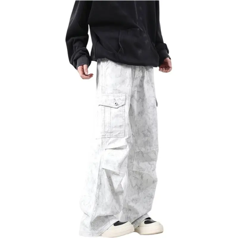 HKRXEC Cargo Pants Men White-4