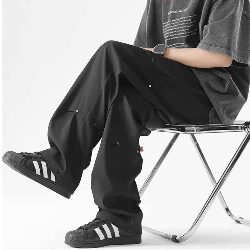 HKRXEC Casual Pants Men Black-4