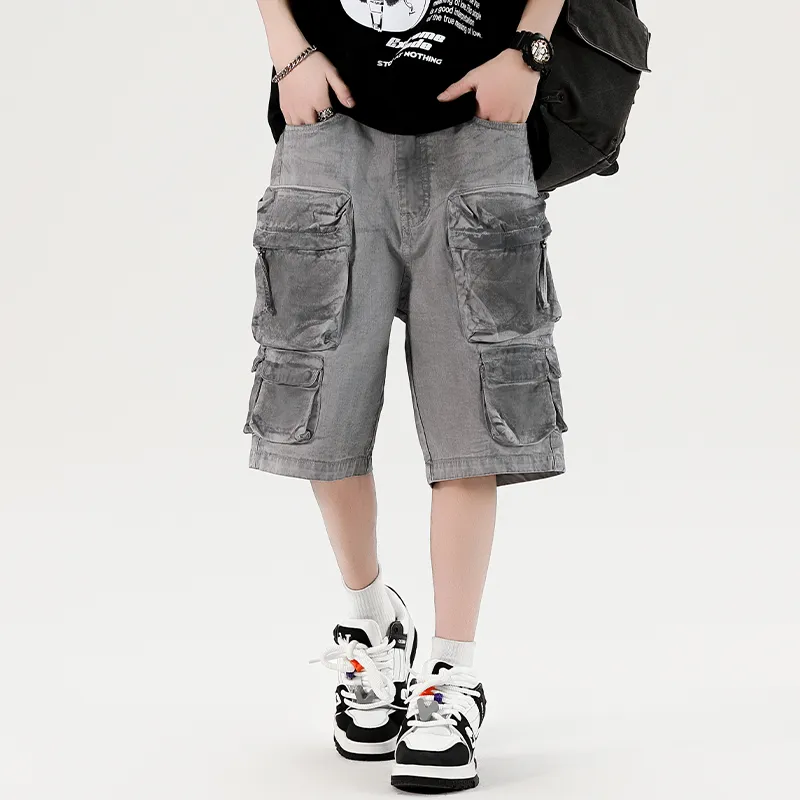 HKRXEC Cargo Shorts Men Gray-2