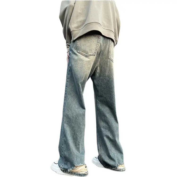HKRXEC Jeans Men Vintage Blue-3
