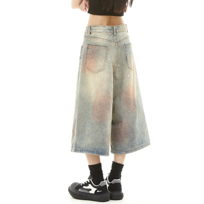 HKRXEC Denim Shorts Unisex Nostalgic Blue-4