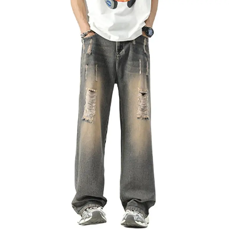 HKRXEC Jeans Men Vintage Blue-2