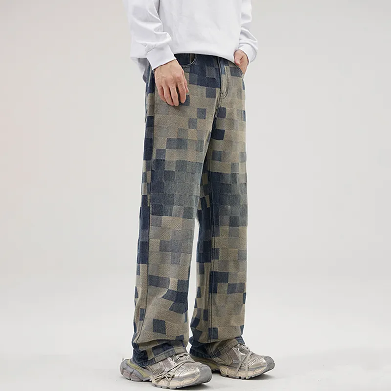 HKRXEC Jeans Men Vintage Blue-4