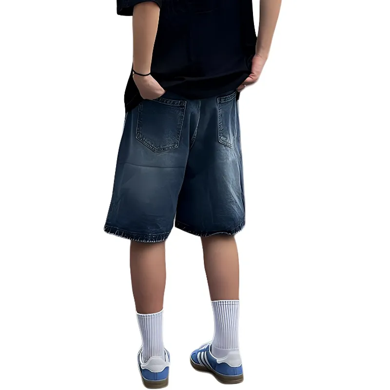 HKRXEC Denim Shorts Men Blue-1