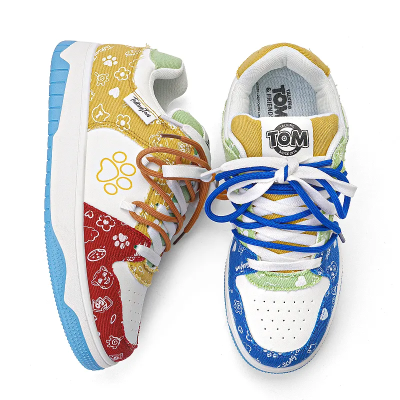 TALKING TOM Wear-resistant Lightweight Breathable And Non-slip. Low-Top Skateboard Shoes Unisex Mismatched-4