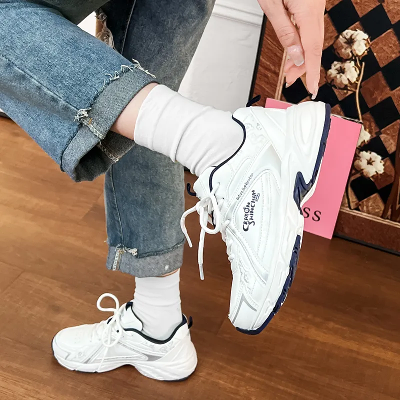 Crayon Shinchan Chunky Sneakers Unisex Low Top White Blue-8