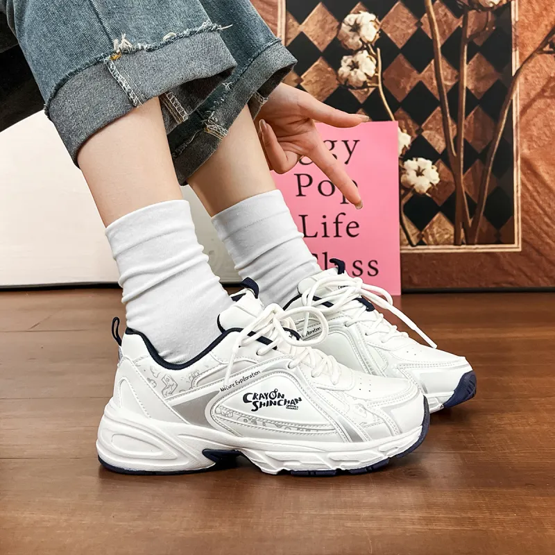 Crayon Shinchan Chunky Sneakers Unisex Low Top White Blue-6
