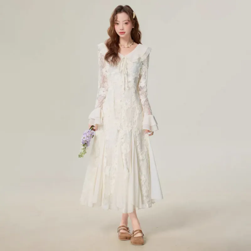 FLIM Long Sleeved Dress Fashion Single Item Women's-5