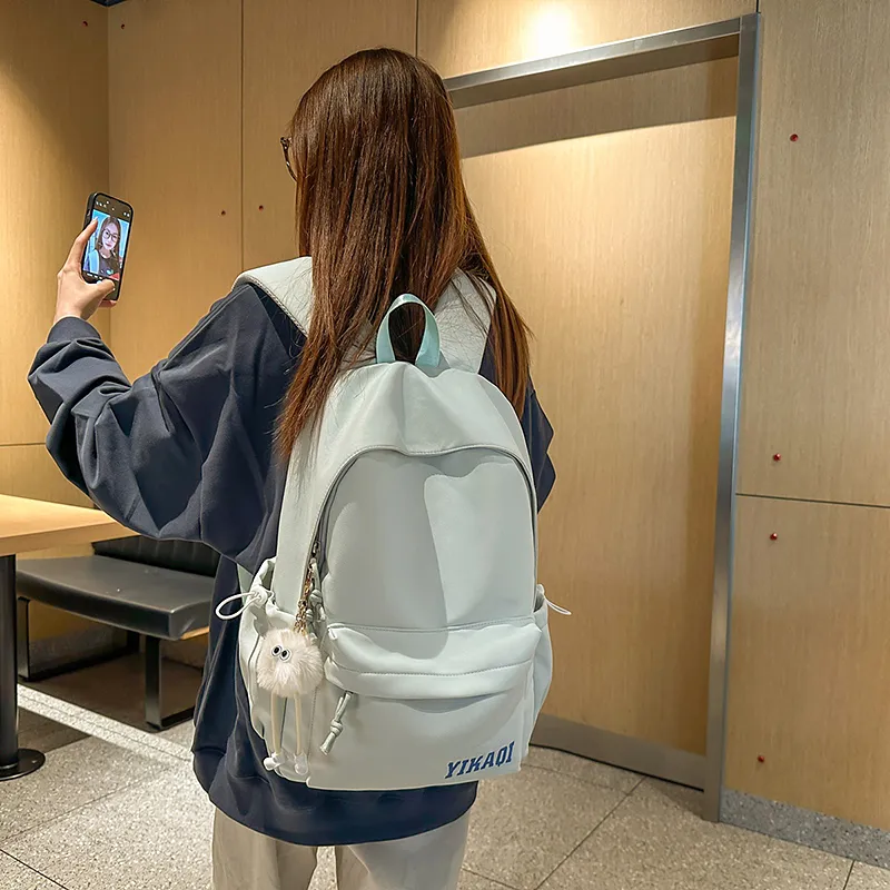 XIANGSU Nylon Backpack Unisex White/Red/Blue/Pink/Black-12