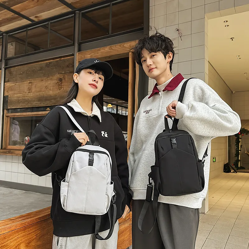 XIANGSU Nylon Sling Bag Backpack Regular Unisex White/Khaki/Green/Black-17