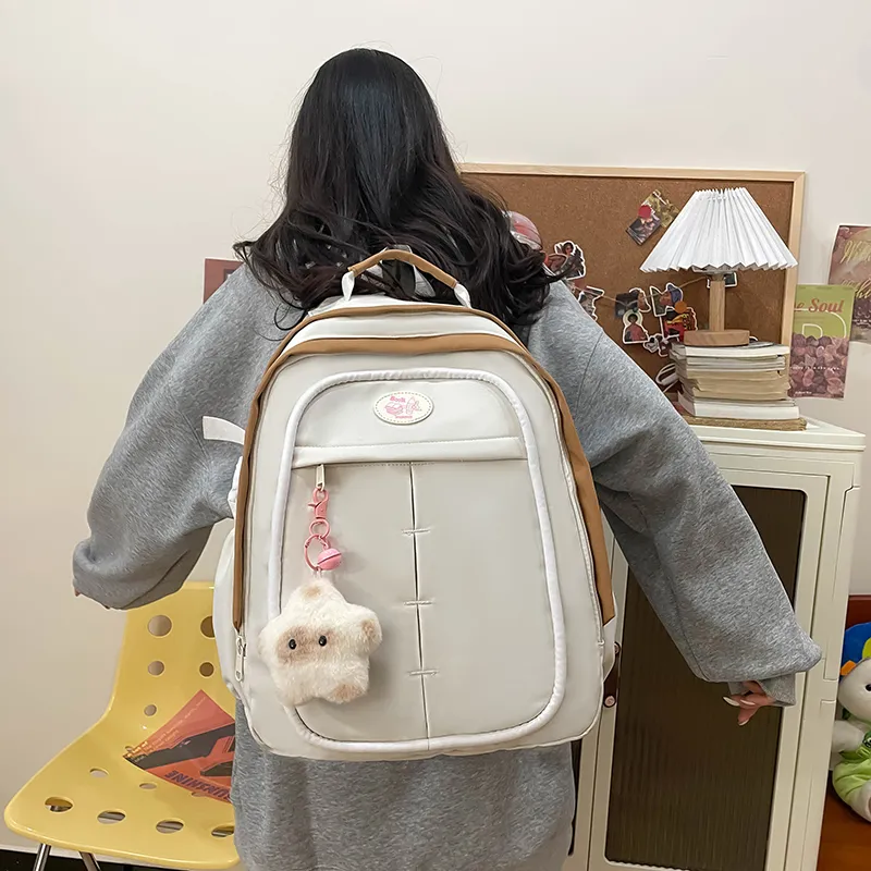 XIANGSU Nylon Backpack Women's Yellow/Pink/White/Black-14