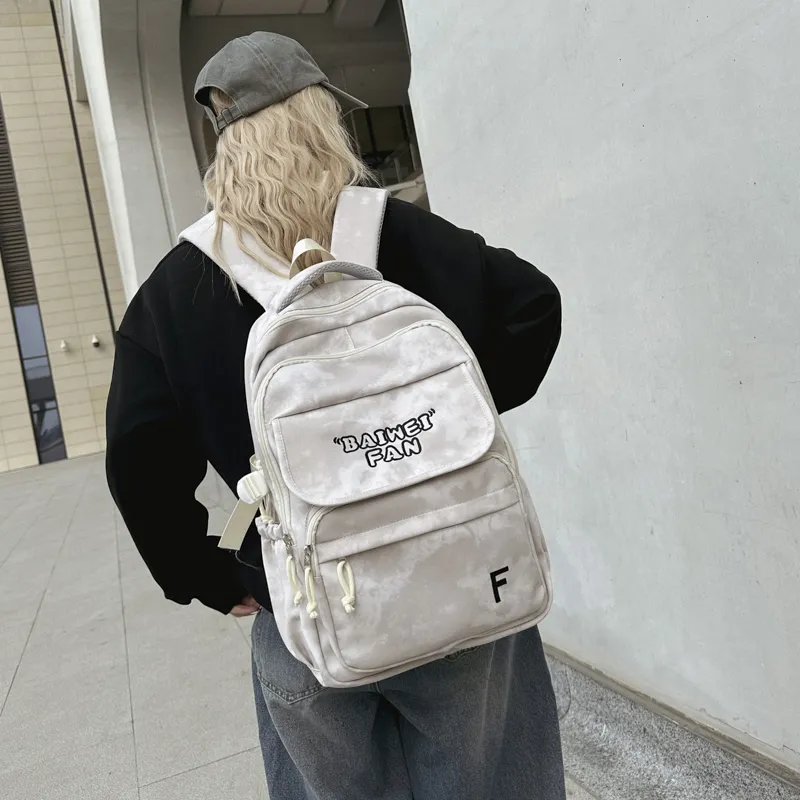 XIANGSU Nylon Backpack Unisex White/Black/Red/Green-1