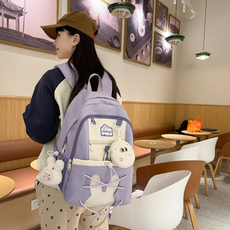 XIANGSU Nylon With PVC Backpack Women's Multicolor-21