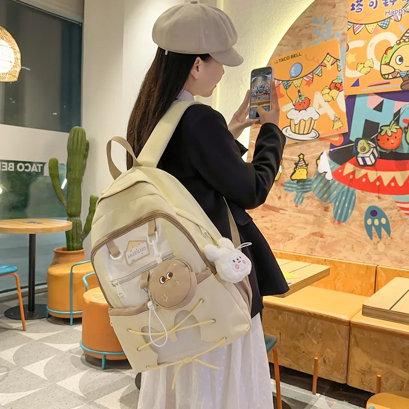 XIANGSU Nylon With PVC Backpack Women's Multicolor-10
