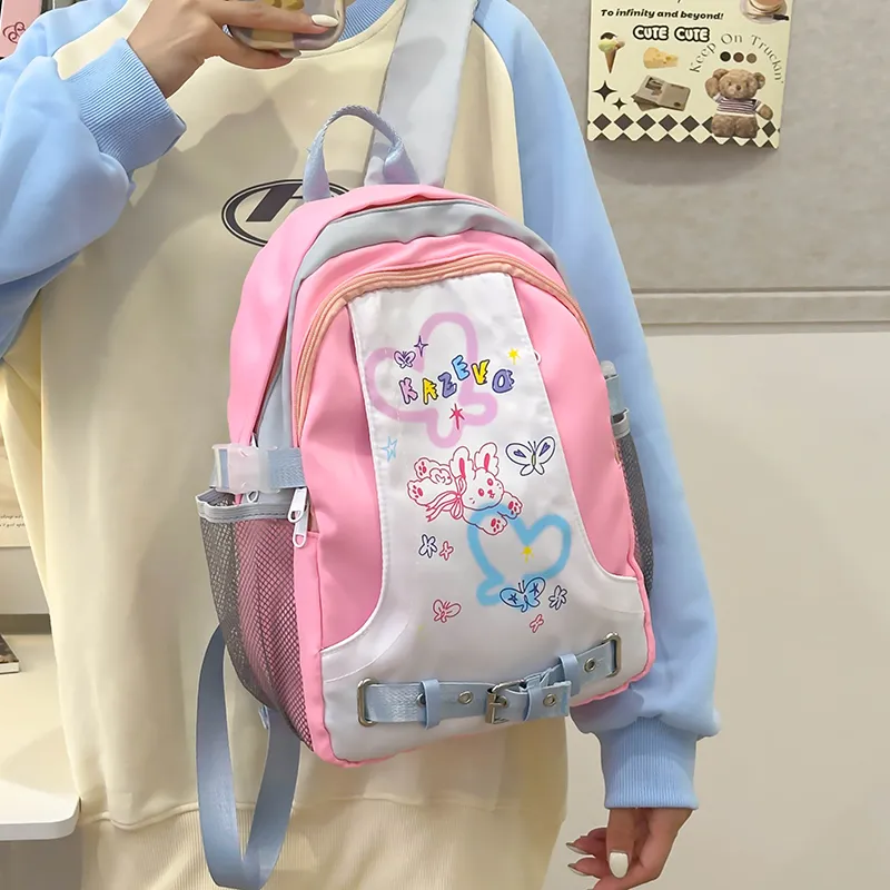 XIANGSU Nylon Backpack Women's Pink/Blue-3