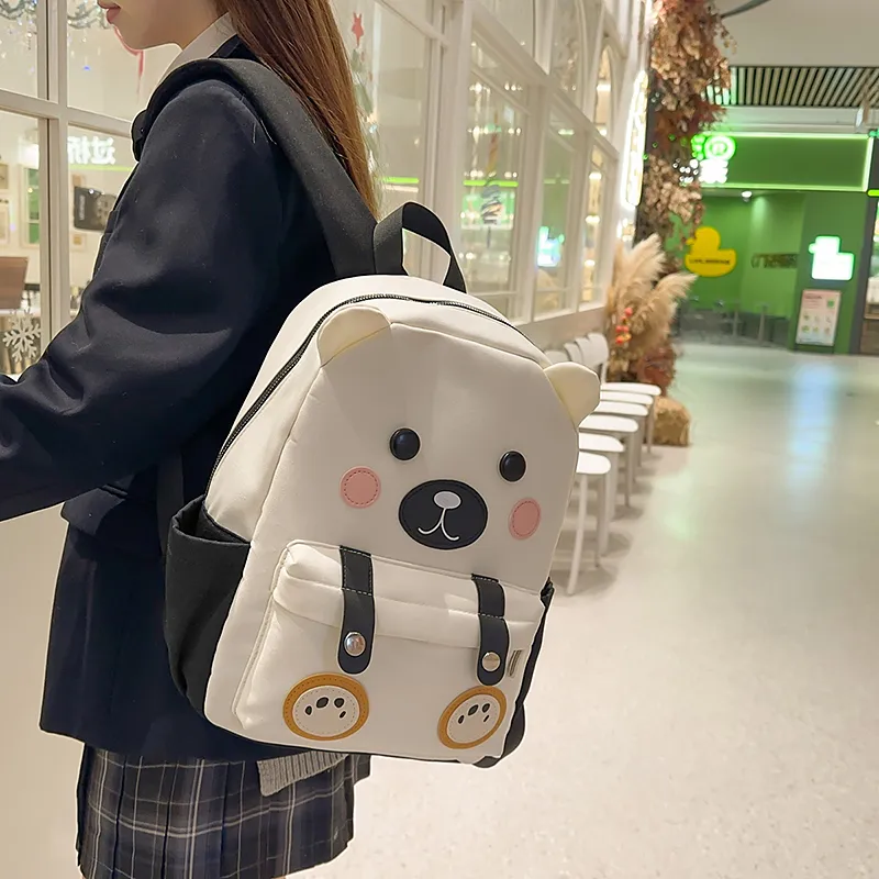 XIANGSU Nylon Backpack Women's Brown/White/Black-10