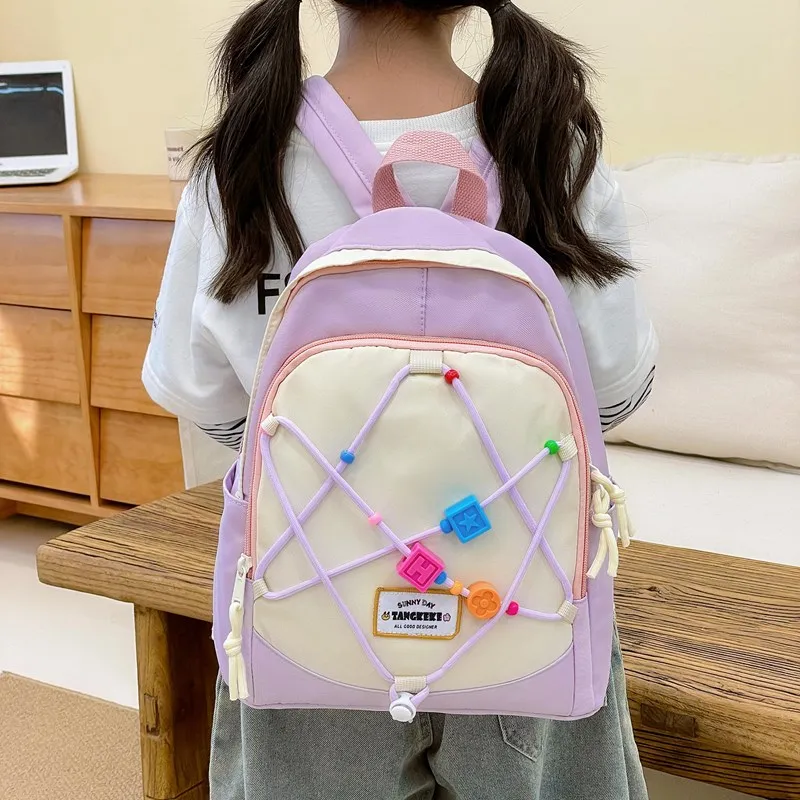 XIANGSU Nylon Backpack Unisex Light Blue/Beige/Pink/Purple/Dark Blue-15