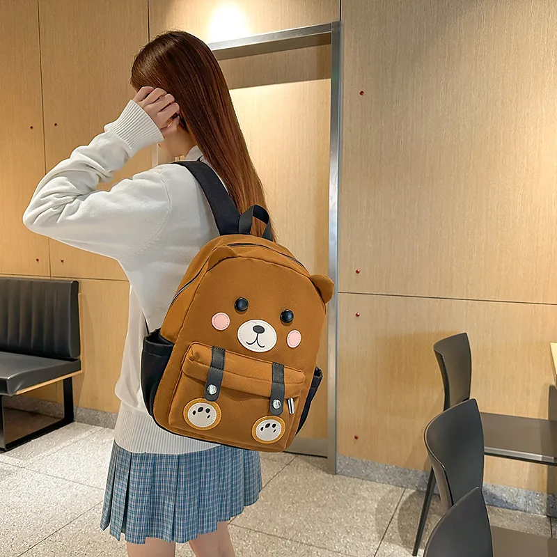 XIANGSU Nylon Backpack Women's Brown/White/Black-1