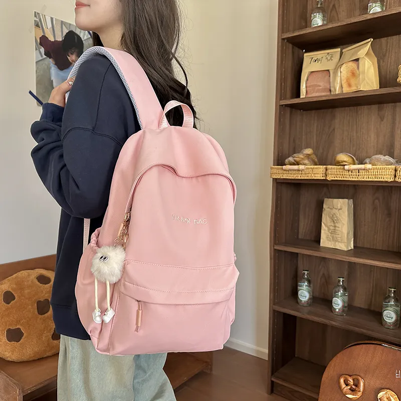 XIANGSU Nylon Backpack Unisex Pink/Purple/White/Brown/Black-4