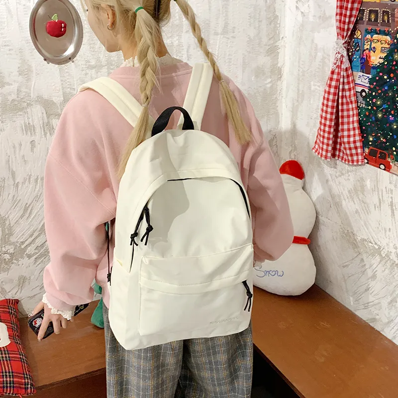 XIANGSU Nylon Fabric Backpack Unisex Brown/Blue/Black/White-22