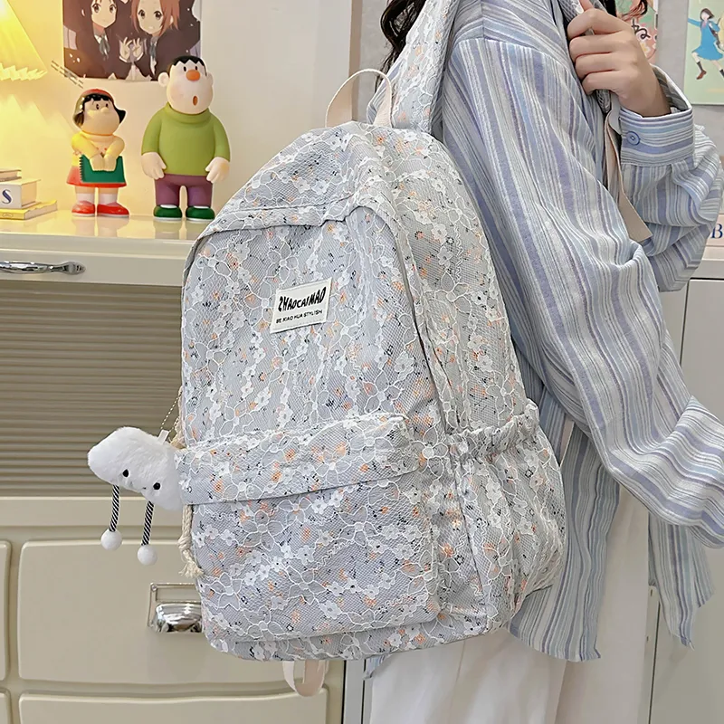 XIANGSU Polyester Backpack Women's Blue/White/Black-3
