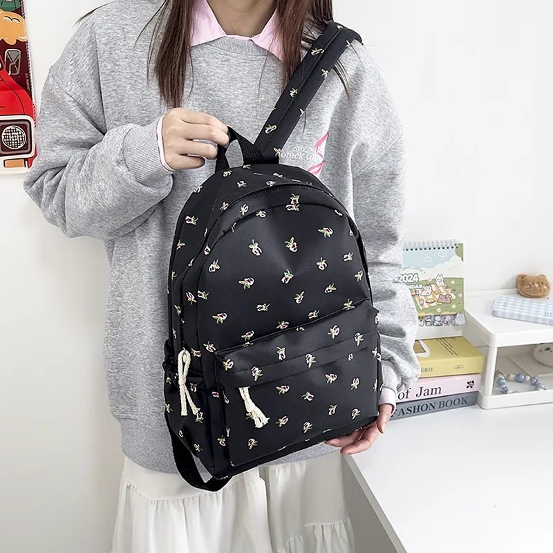 XIANGSU Nylon Backpack Unisex Green/Black/Pink/White-6