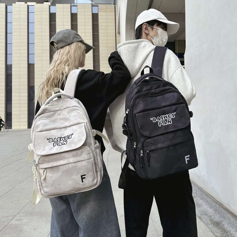 XIANGSU Nylon Backpack Unisex White/Black/Red/Green-4